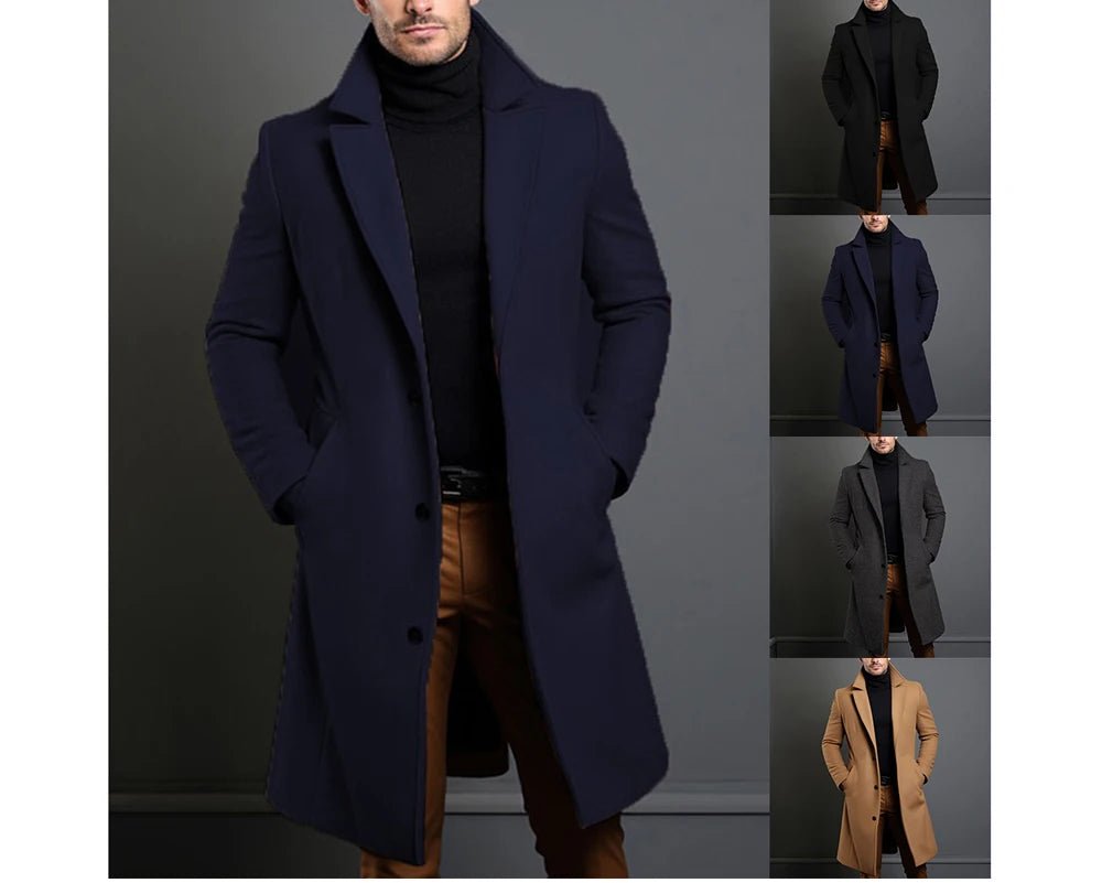 Autumn Winter Men's Trench Coats S - XXL Luxury Male Mid - Long Warm Wool Jackets Casual Mens Business Comfortable Overcoat Clothing - UT KICK ASSmens14:691#Grey;5:4182