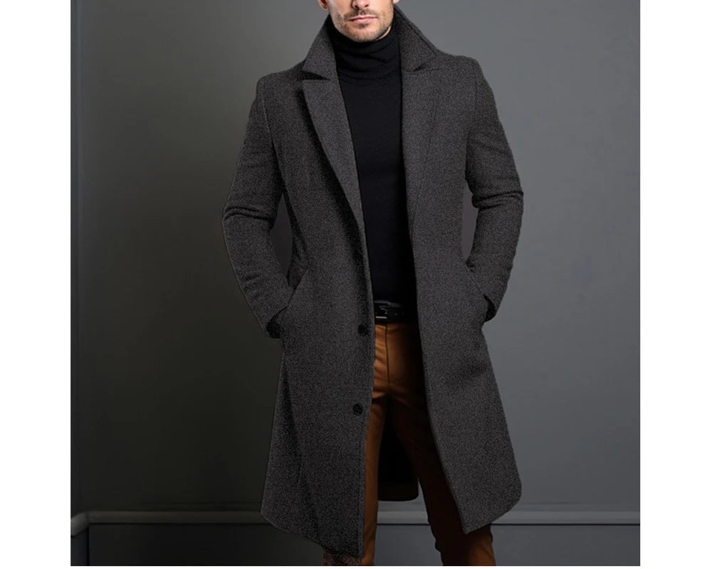 Autumn Winter Men's Trench Coats S - XXL Luxury Male Mid - Long Warm Wool Jackets Casual Mens Business Comfortable Overcoat Clothing - UT KICK ASSmens14:691#Grey;5:4182