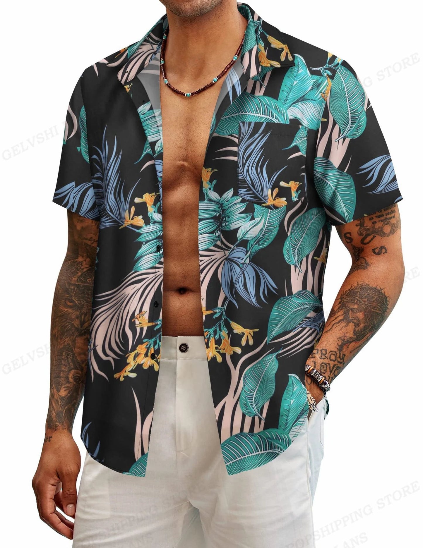 Hawaiian Shirt S - 6XL Tropic Plant Flowers Shirts Men's Vocation Blouses Floral Lapel Shirt Cuba Camisas Men's Clothing Single Breasted - UT KICK ASSshirt14:496#ASF5G230714A;5:200005259