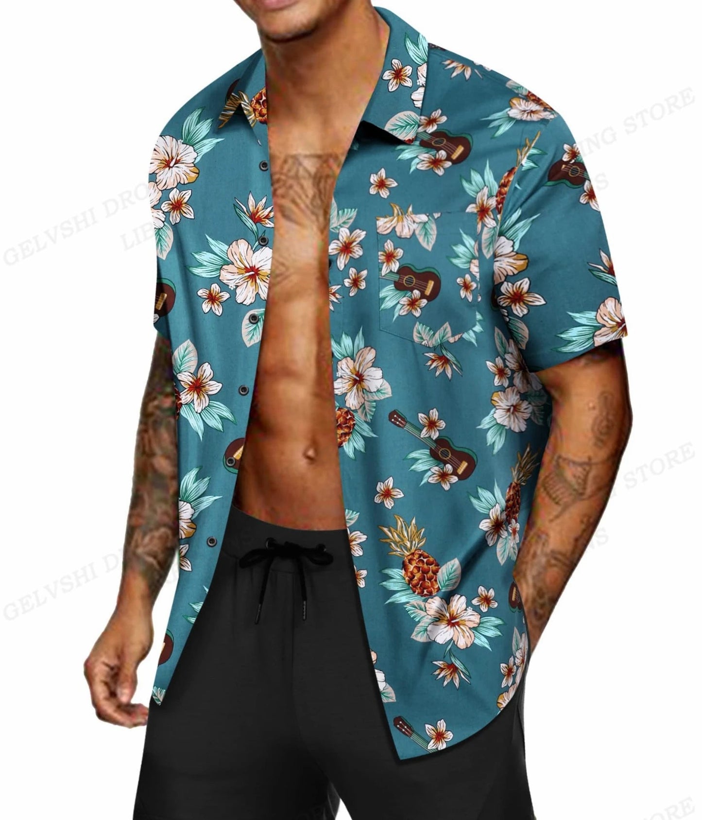 Hawaiian Shirt S - 6XL Tropic Plant Flowers Shirts Men's Vocation Blouses Floral Lapel Shirt Cuba Camisas Men's Clothing Single Breasted - UT KICK ASSshirt14:200001438#ASF5G2307149;5:4183#3XL