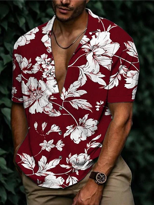 Hawaiian Shirt S - 6XL Tropic Plant Flowers Shirts Men's Vocation Blouses Floral Lapel Shirt Cuba Camisas Men's Clothing Single Breasted - UT KICK ASSshirt14:1254#ASF5G2307141;5:100014064