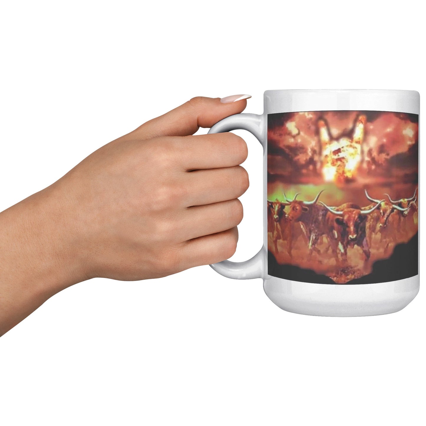 Horns Stamped MUG 15 OZ - UT KICK ASSFront/Back15ozwhite
