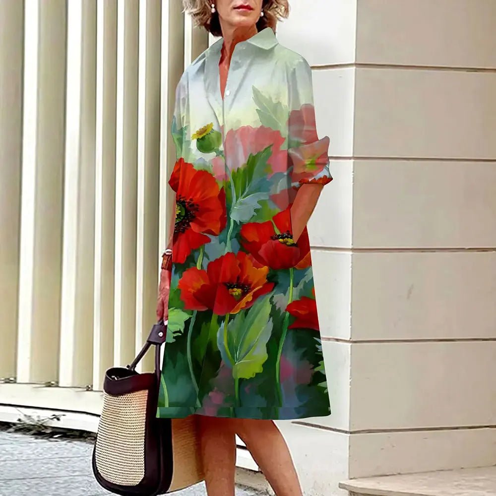 Ladies Abstract Face Printed Long Sleeve Shirt Dress Fashion Single Breasted Vintage Button Shirts Midi Dress Vestidos Spring - UT KICK ASSdress14:365458#A9SLCZ73014525;5:4183