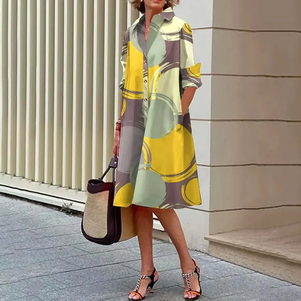 Ladies Abstract Face Printed Long Sleeve Shirt Dress Fashion Single Breasted Vintage Button Shirts Midi Dress Vestidos Spring - UT KICK ASSdress14:200002130#A9SLCZ730145211;5:361386