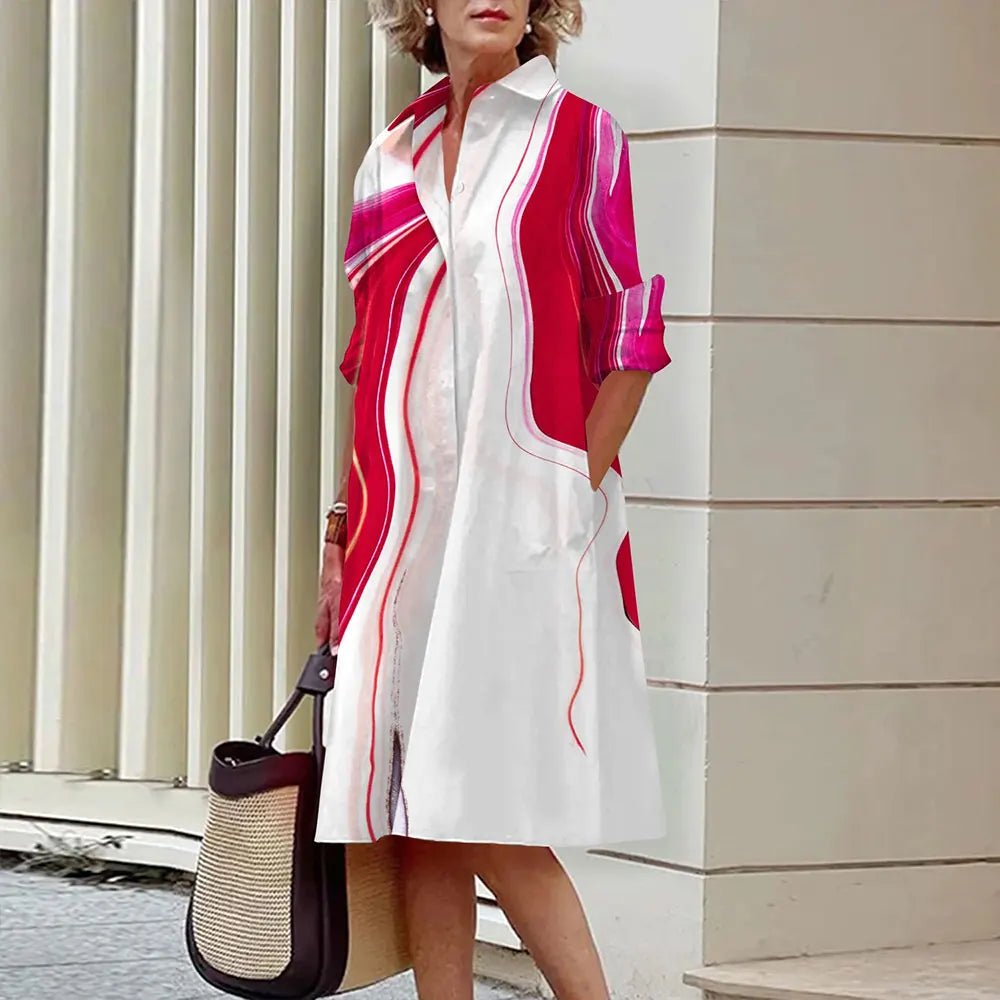 Ladies Abstract Face Printed Long Sleeve Shirt Dress Fashion Single Breasted Vintage Button Shirts Midi Dress Vestidos Spring - UT KICK ASSdress14:350852#A9SLCZ730145213;5:361386
