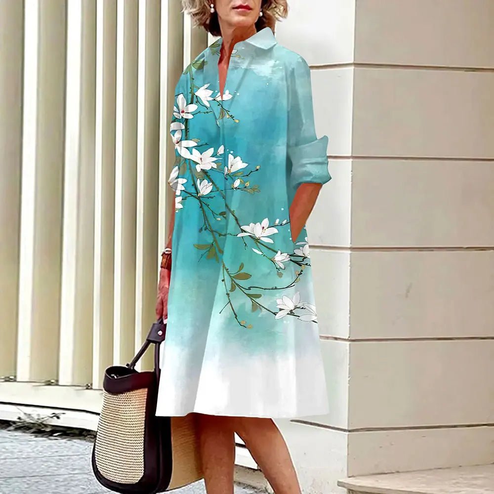 Ladies Abstract Face Printed Long Sleeve Shirt Dress Fashion Single Breasted Vintage Button Shirts Midi Dress Vestidos Spring - UT KICK ASSdress14:200004890#A9SLCZ73014528;5:100014064