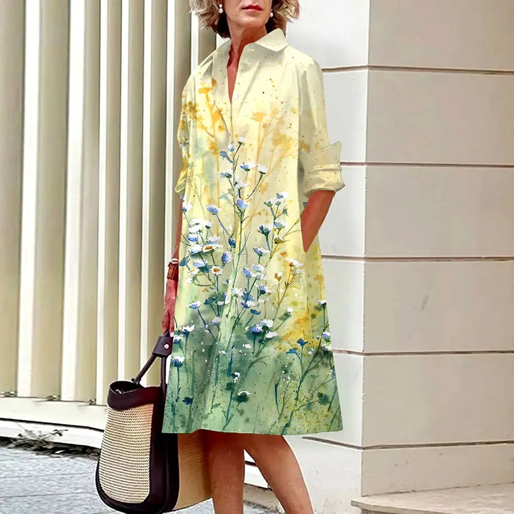 Ladies Abstract Face Printed Long Sleeve Shirt Dress Fashion Single Breasted Vintage Button Shirts Midi Dress Vestidos Spring - UT KICK ASSdress14:691#A9SLCZ73014527;5:361386