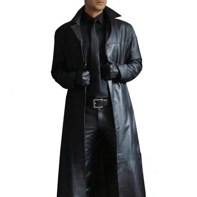 Men Luxury Fashion S - 5XL Medieval Steampunk Gothic Long Leather Jackets Vintage Winter Outerwear Faux Leather Trench Coat - UT KICK ASSmen14:193;5:200000991
