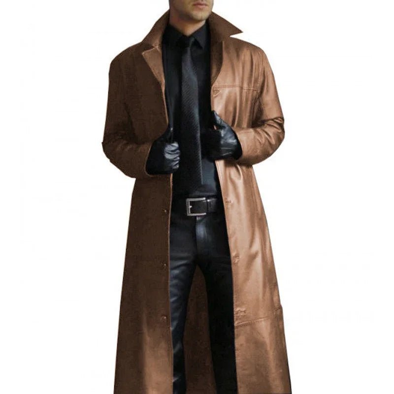 Men Luxury Fashion S - 5XL Medieval Steampunk Gothic Long Leather Jackets Vintage Winter Outerwear Faux Leather Trench Coat - UT KICK ASSmen14:200001438;5:100014065