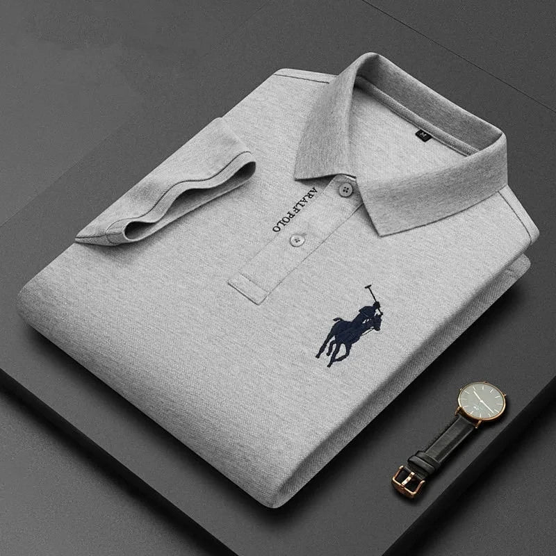Men's M - 4XL 100% pure cotton half sleeved embroidered polo shirt, luxurious, fashionable, and elegant embroidered casual shirt - UT KICK ASSshirt14:691#grey;5:4183