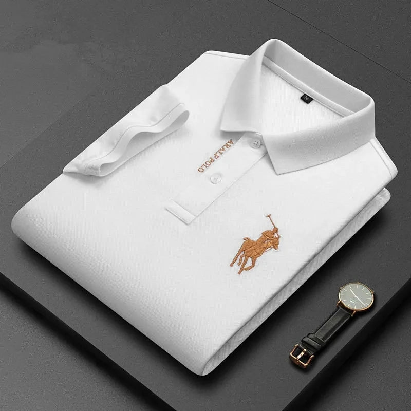 Men's M - 4XL 100% pure cotton half sleeved embroidered polo shirt, luxurious, fashionable, and elegant embroidered casual shirt - UT KICK ASSshirt14:173#white;5:4183