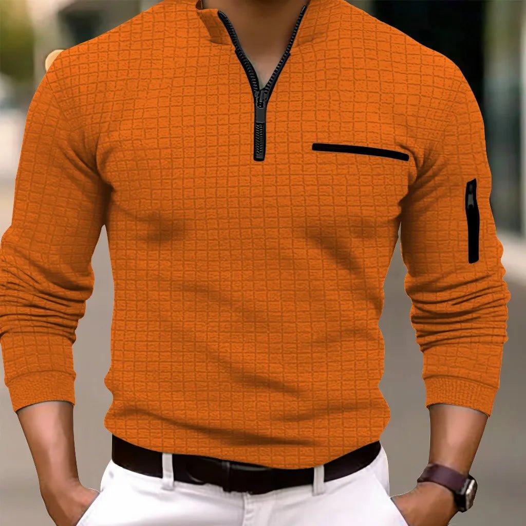 Polo Spring autumn S - 3XL men's new style men's casual checkerboard checkered long - sleeved POLO shirt Fashion arm zipper sports polo shirt - UT KICK ASSmens14:193#black;200007763:201336100;5:100014064