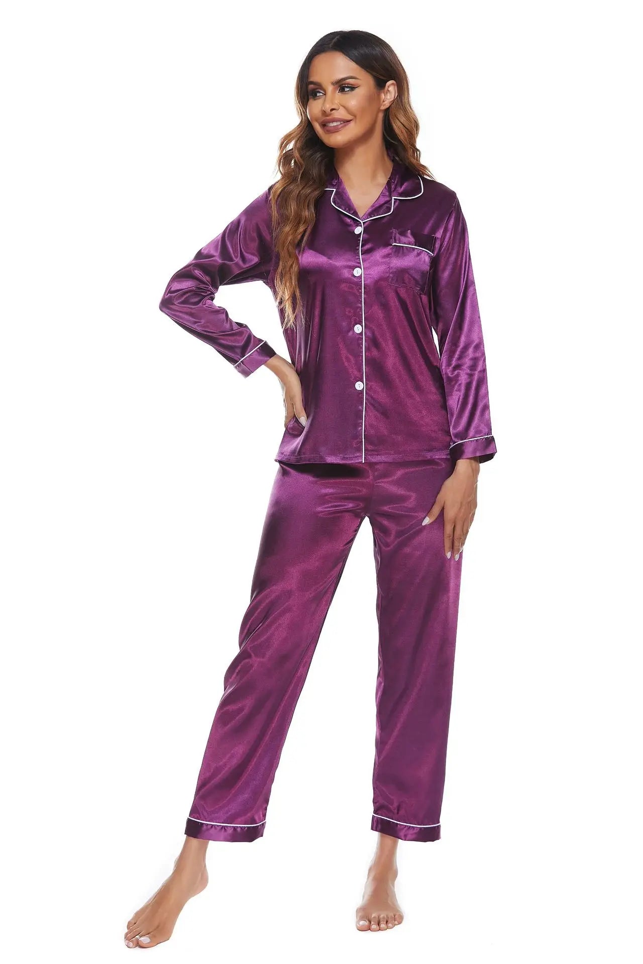 Silky home wear pajamas S - XXL women set two - piece color plus size autumn fas - UT KICK ASSladies14:365458#5;5:361386