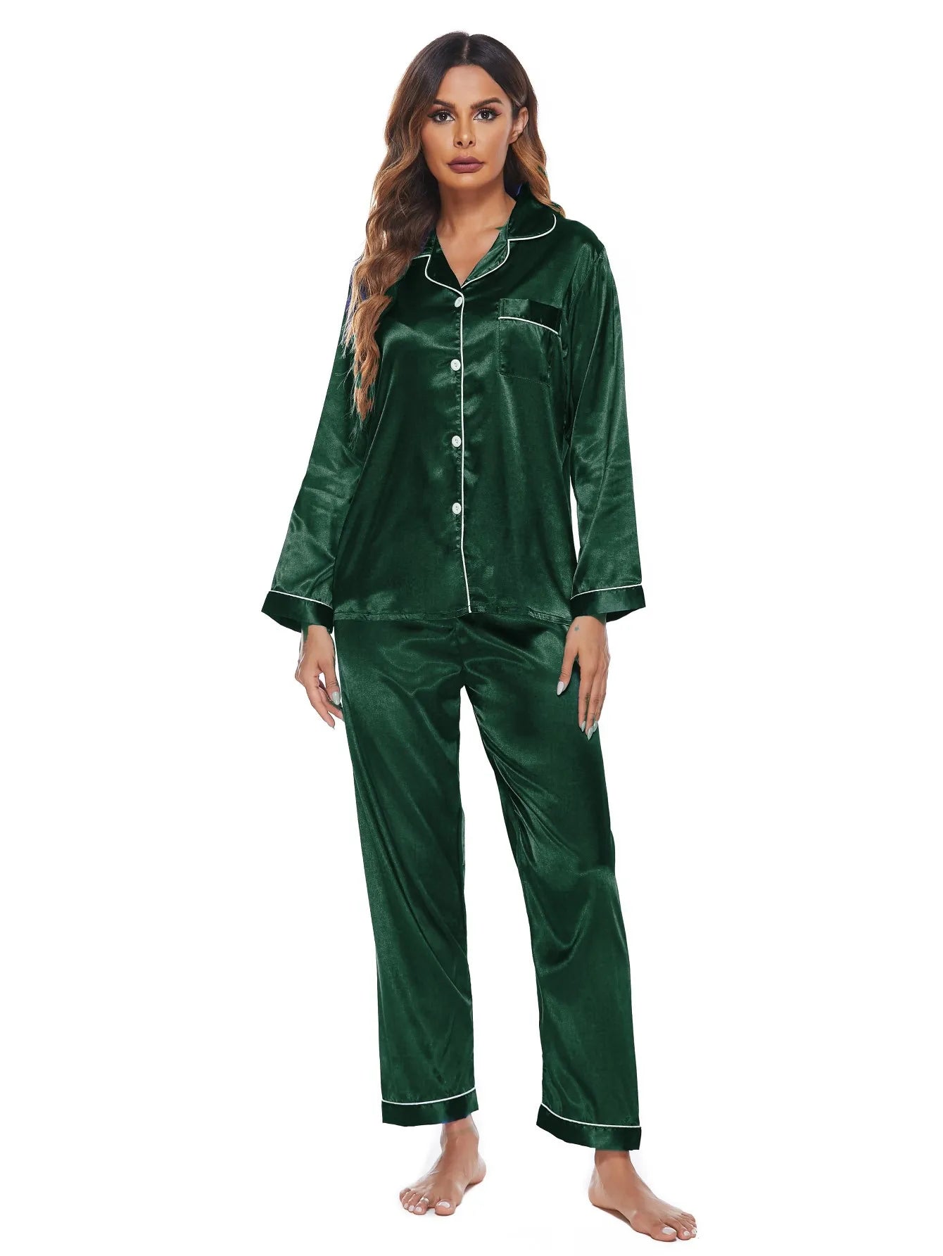 Silky home wear pajamas S - XXL women set two - piece color plus size autumn fas - UT KICK ASSladies14:193#2;5:4182