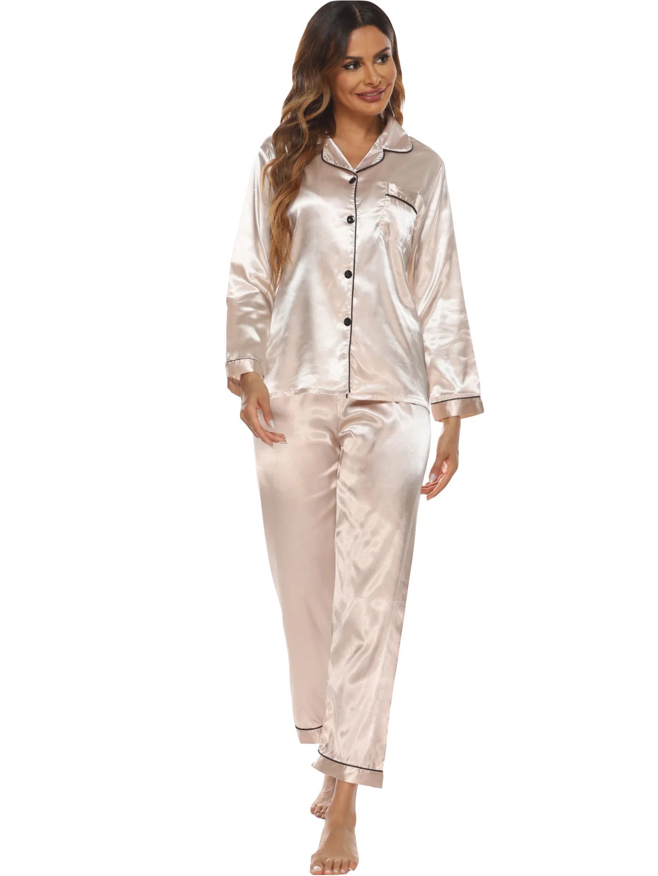 Silky home wear pajamas S - XXL women set two - piece color plus size autumn fas - UT KICK ASSladies14:365458#5;5:361386