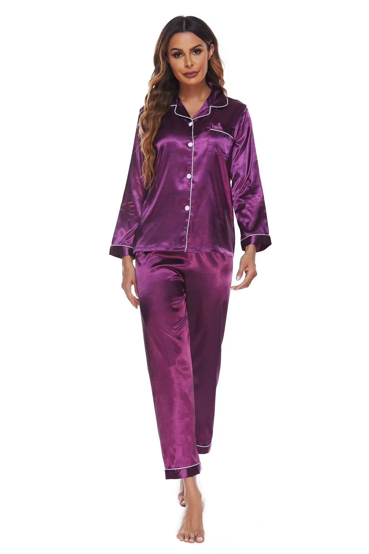 Silky home wear pajamas S - XXL women set two - piece color plus size autumn fas - UT KICK ASSladies14:365458#5;5:361386