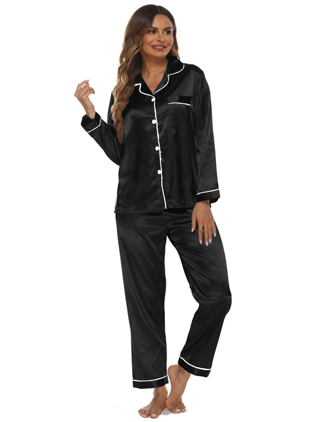 Silky home wear pajamas S - XXL women set two - piece color plus size autumn fas - UT KICK ASSladies14:365458#5;5:361386