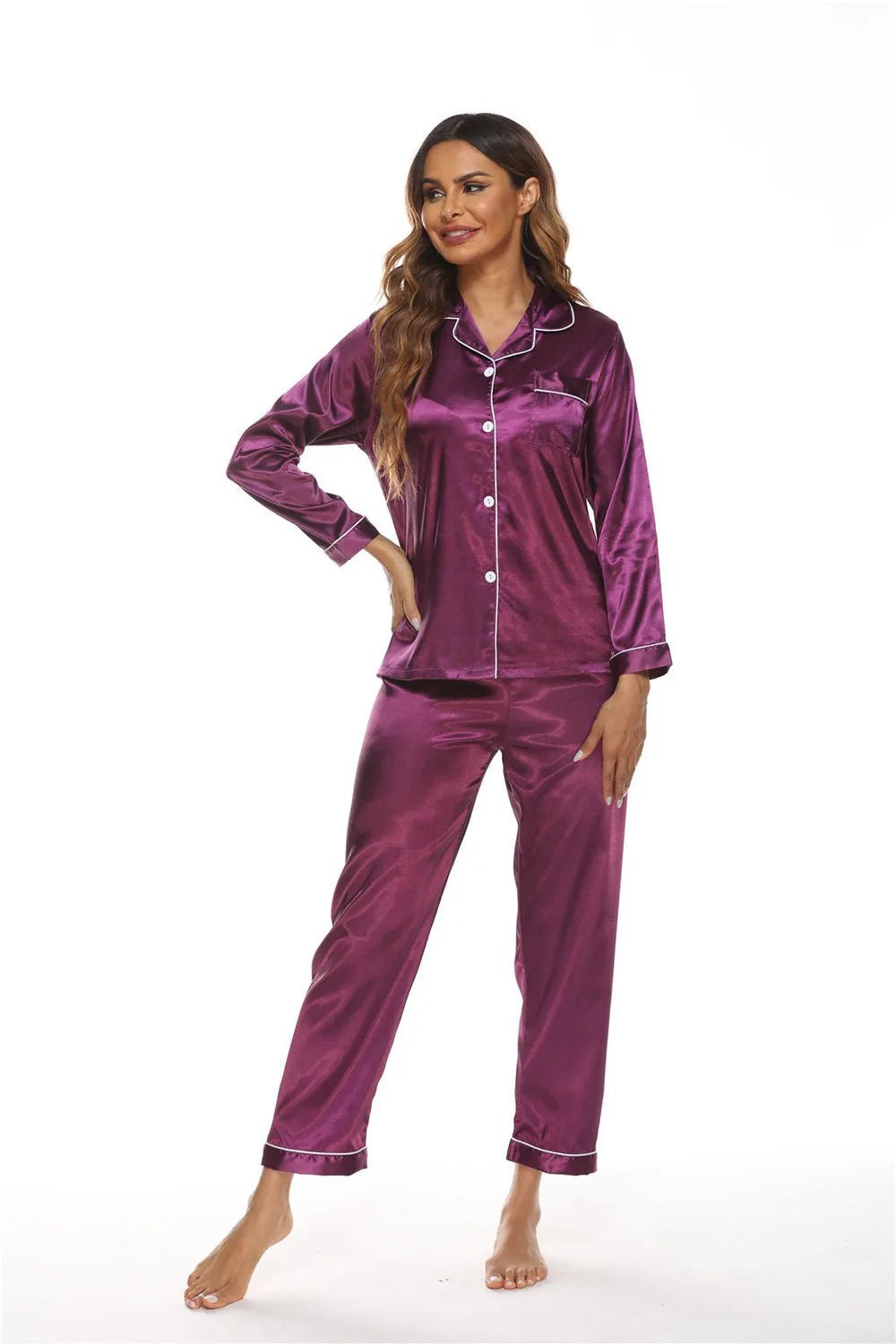 Silky home wear pajamas S - XXL women set two - piece color plus size autumn fas - UT KICK ASSladies14:173#3;5:4182