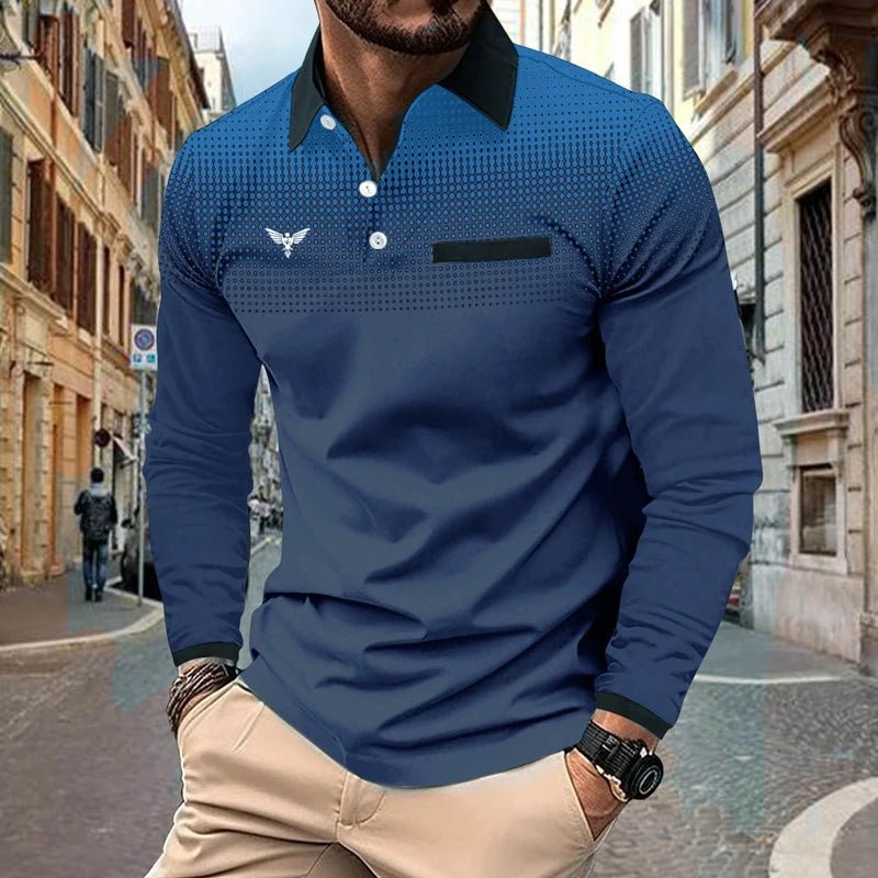 Spring Autumn 3D Digital Print S - 3XL Sport Long Sleeve Knit Shirt Men Business Shirt Fake Pocket Stitching - UT KICK ASSmen14:350850#PL51 - navy - LY03;5:4182