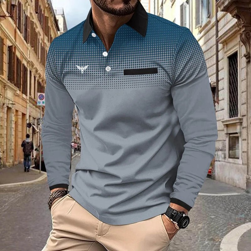 Spring Autumn 3D Digital Print S - 3XL Sport Long Sleeve Knit Shirt Men Business Shirt Fake Pocket Stitching - UT KICK ASSmen14:350850#PL51 - navy - LY03;5:4182
