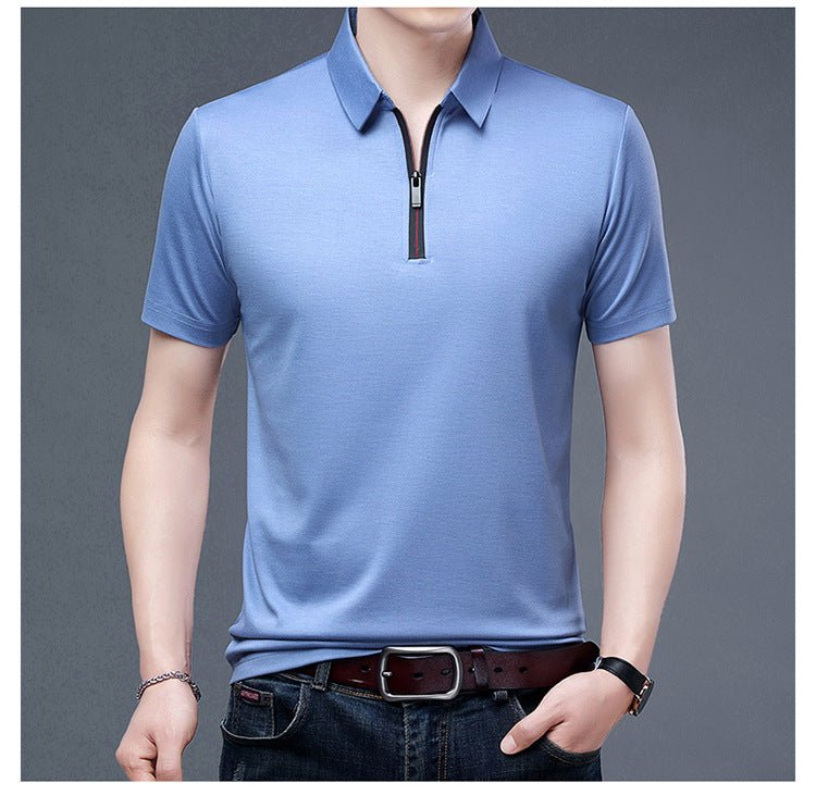 Summer Men's Ice Silk Cool M - 4XL Polo Short Sleeve T-shirt Large Thin Short Sleeve Business Casual Shirt - UT KICK ASSshirt14:691#rose red;5:100014065#XL