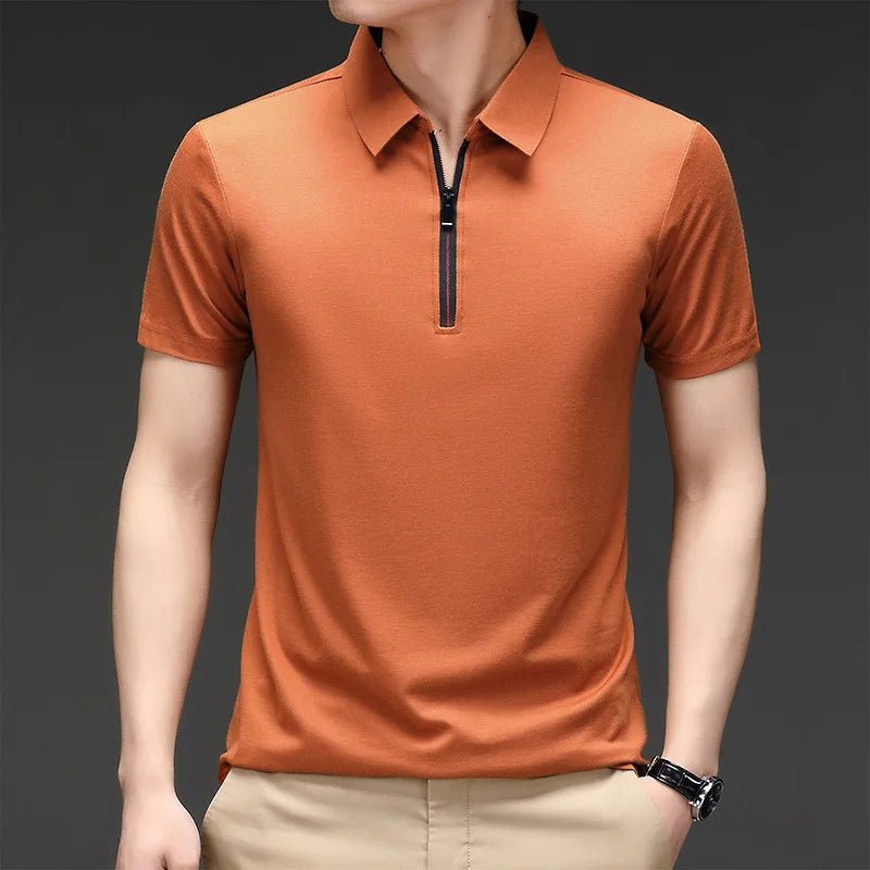 Summer Men's Ice Silk Cool M - 4XL Polo Short Sleeve T-shirt Large Thin Short Sleeve Business Casual Shirt - UT KICK ASSshirt14:691#rose red;5:100014065#XL
