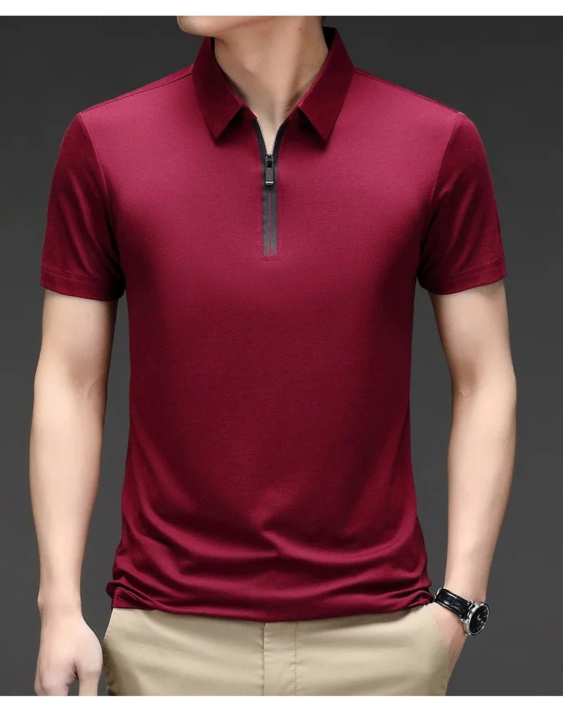 Summer Men's Ice Silk Cool M - 4XL Polo Short Sleeve T-shirt Large Thin Short Sleeve Business Casual Shirt - UT KICK ASSshirt14:173#wine red;5:200000990#4XL