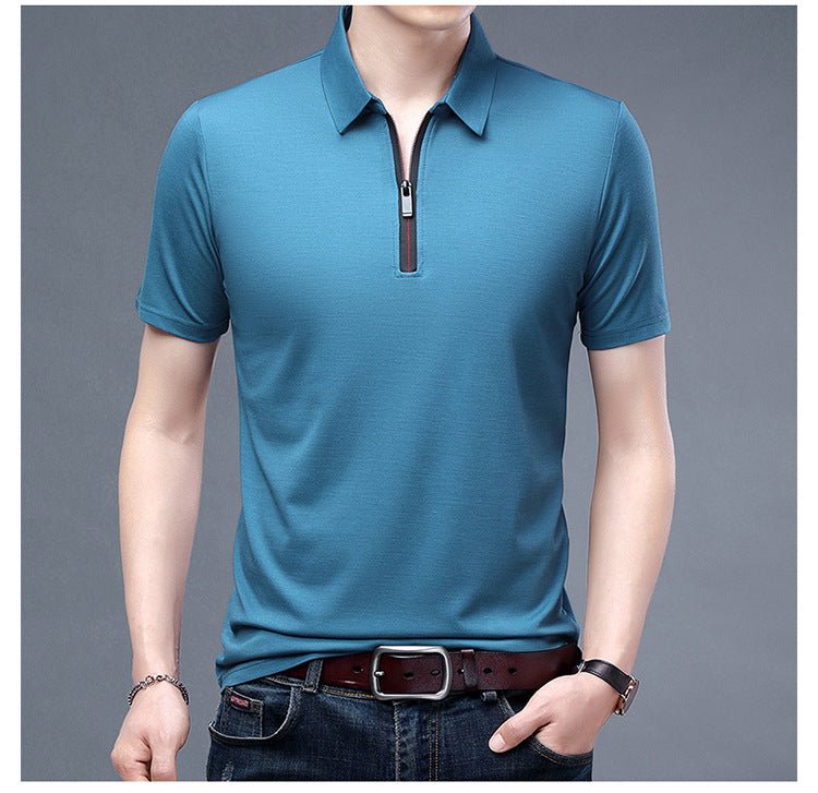 Summer Men's Ice Silk Cool M - 4XL Polo Short Sleeve T-shirt Large Thin Short Sleeve Business Casual Shirt - UT KICK ASSshirt14:691#rose red;5:100014065#XL