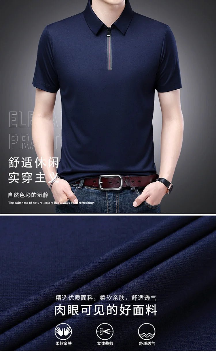 Summer Men's Ice Silk Cool M - 4XL Polo Short Sleeve T-shirt Large Thin Short Sleeve Business Casual Shirt - UT KICK ASSshirt14:691#rose red;5:100014065#XL