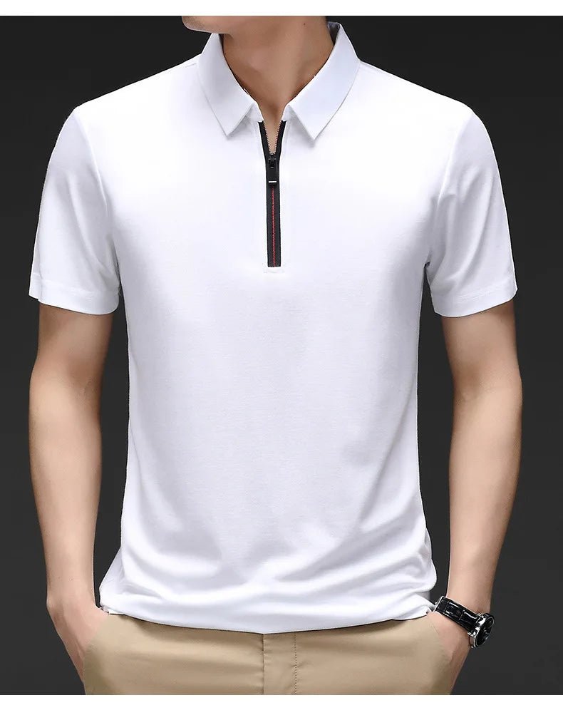 Summer Men's Ice Silk Cool M - 4XL Polo Short Sleeve T-shirt Large Thin Short Sleeve Business Casual Shirt - UT KICK ASSshirt14:29#white;5:200000990#4XL