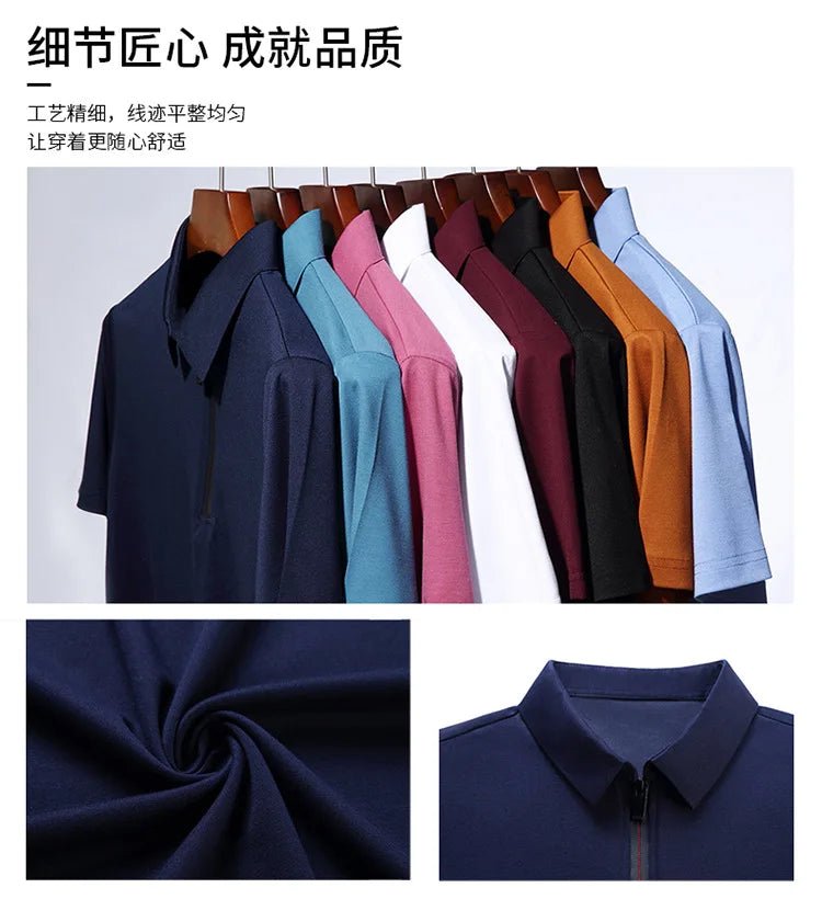 Summer Men's Ice Silk Cool M - 4XL Polo Short Sleeve T-shirt Large Thin Short Sleeve Business Casual Shirt - UT KICK ASSshirt14:691#rose red;5:100014065#XL