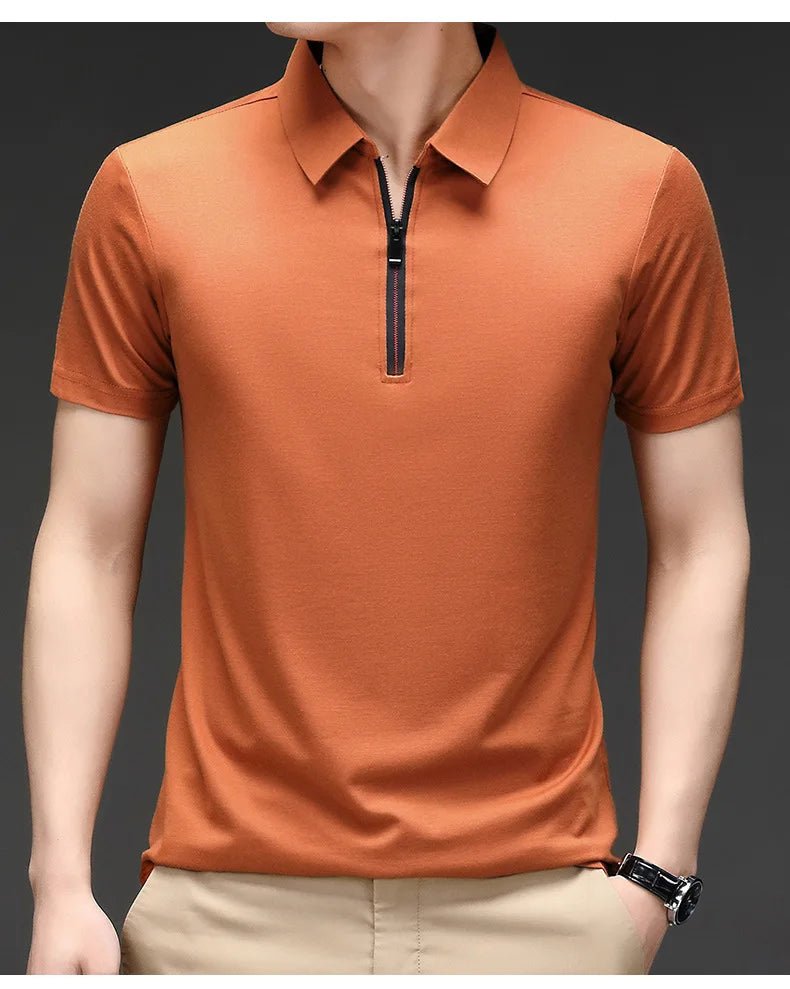 Summer Men's Ice Silk Cool M - 4XL Polo Short Sleeve T-shirt Large Thin Short Sleeve Business Casual Shirt - UT KICK ASSshirt14:366#yellow;5:200000990#4XL