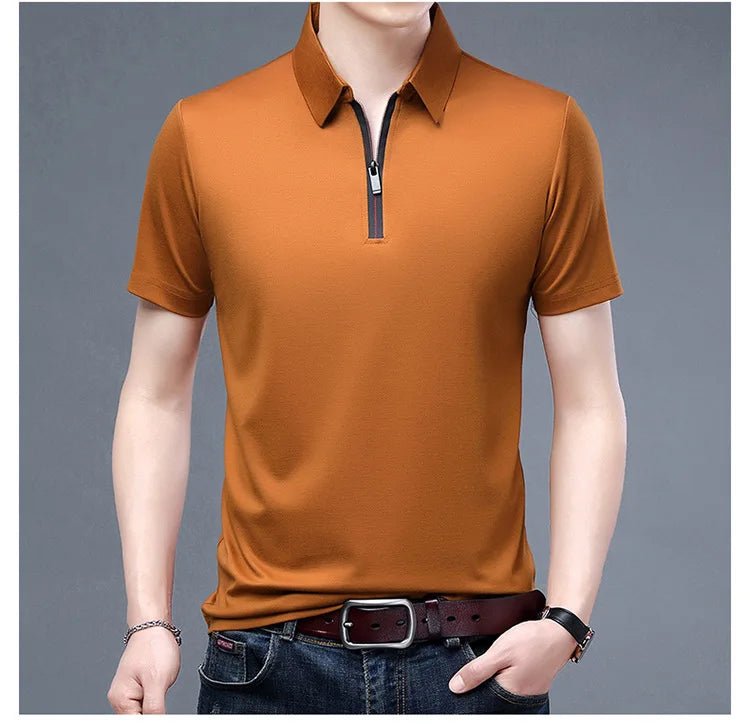 Summer Men's Ice Silk Cool M - 4XL Polo Short Sleeve T-shirt Large Thin Short Sleeve Business Casual Shirt - UT KICK ASSshirt14:691#rose red;5:100014065#XL