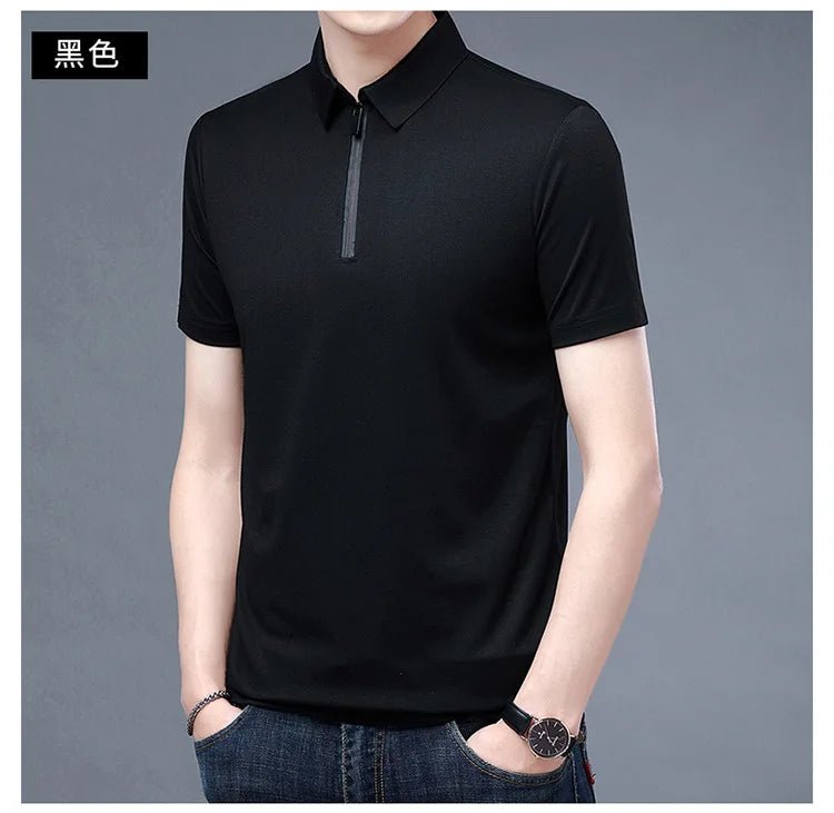 Summer Men's Ice Silk Cool M - 4XL Polo Short Sleeve T-shirt Large Thin Short Sleeve Business Casual Shirt - UT KICK ASSshirt14:691#rose red;5:100014065#XL