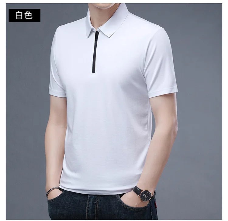 Summer Men's Ice Silk Cool M - 4XL Polo Short Sleeve T-shirt Large Thin Short Sleeve Business Casual Shirt - UT KICK ASSshirt14:691#rose red;5:100014065#XL