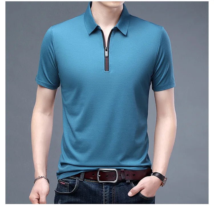 Summer Men's Ice Silk Cool M - 4XL Polo Short Sleeve T-shirt Large Thin Short Sleeve Business Casual Shirt - UT KICK ASSshirt14:350850#dark blue;5:200000990#4XL