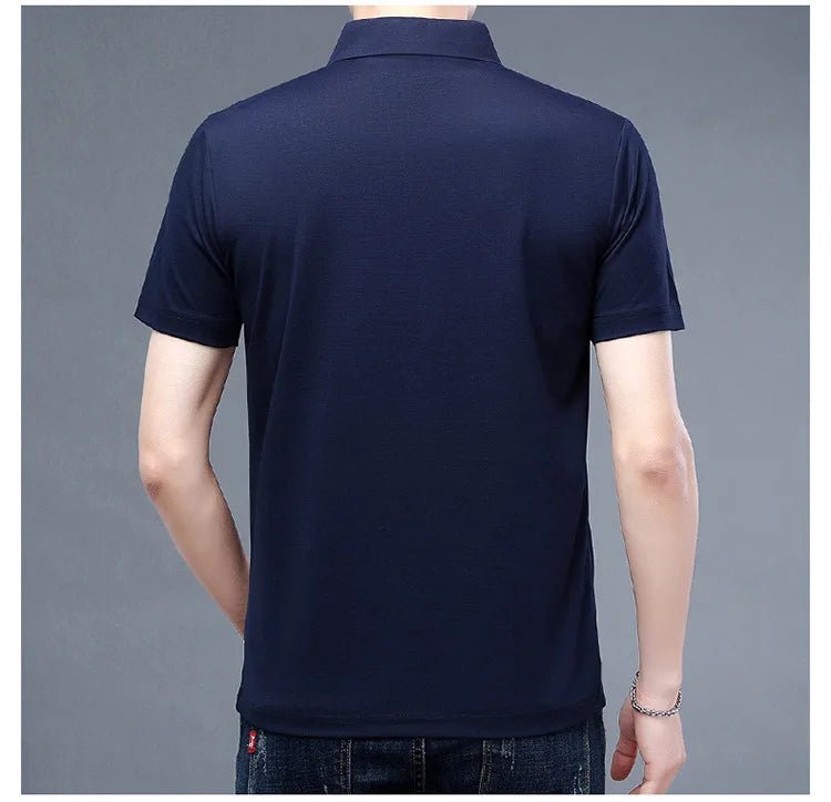 Summer Men's Ice Silk Cool M - 4XL Polo Short Sleeve T-shirt Large Thin Short Sleeve Business Casual Shirt - UT KICK ASSshirt14:691#rose red;5:100014065#XL