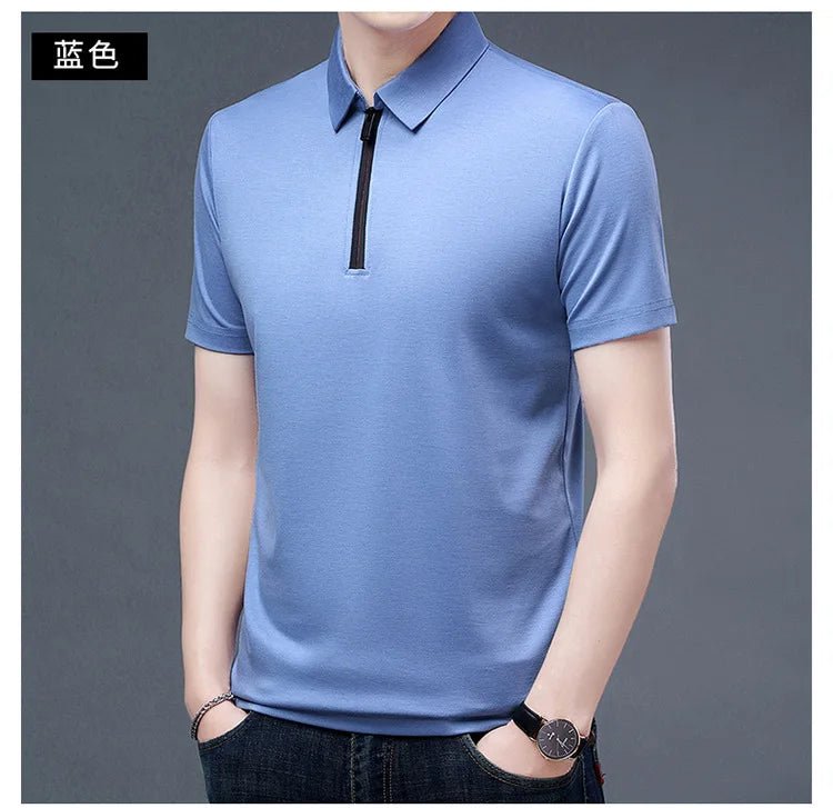 Summer Men's Ice Silk Cool M - 4XL Polo Short Sleeve T-shirt Large Thin Short Sleeve Business Casual Shirt - UT KICK ASSshirt14:691#rose red;5:100014065#XL