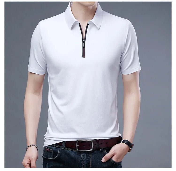 Summer Men's Ice Silk Cool M - 4XL Polo Short Sleeve T-shirt Large Thin Short Sleeve Business Casual Shirt - UT KICK ASSshirt14:691#rose red;5:100014065#XL
