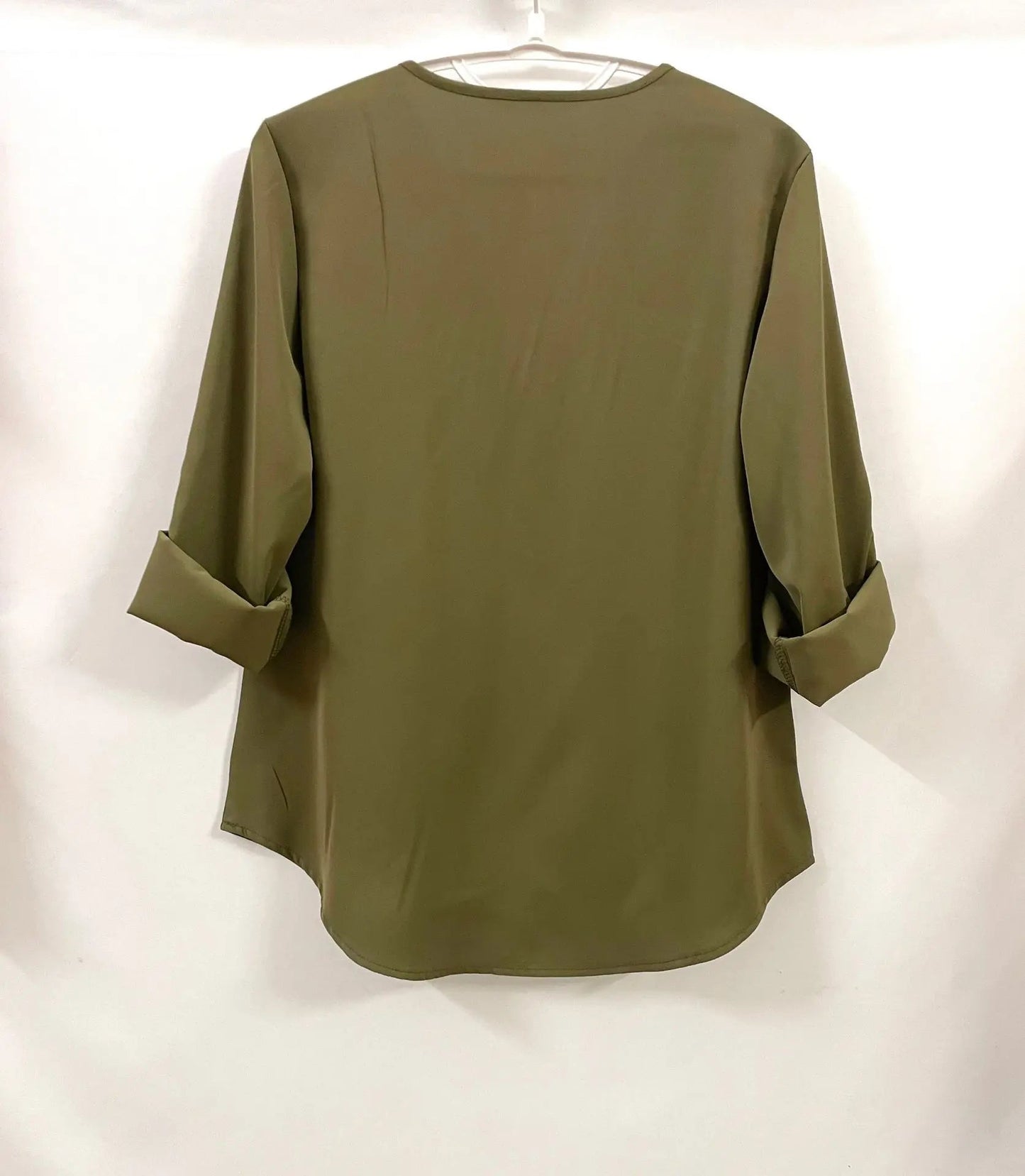 Summer Women Cool Loose Shirt S - 2XL Deep V Neck Chiffon Blouse Casual Ladies Tops Sexy Zipper Pullover Plus Size Long Sleeve Fashion - UT KICK ASStop14:202693815#INKGreen;5:100014065