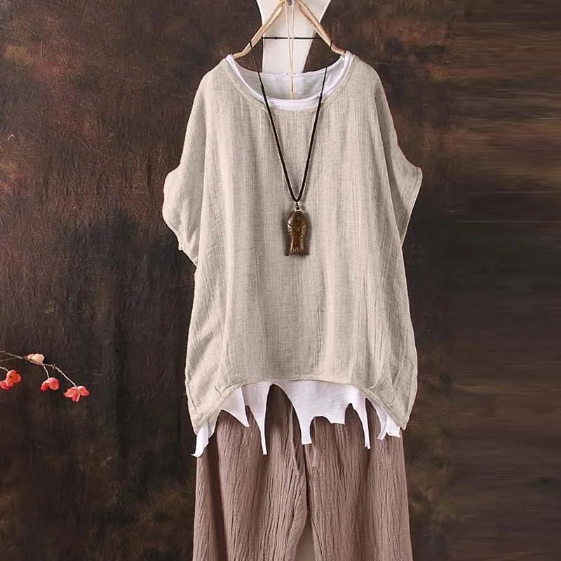 Summer Women Solid Loose S - 3XL Blouse Plain O - Neck Tops Ladies Casual Shirt Blusas Asymmetrical Short Batwing Sleeve Feminina - UT KICK ASS14:771#Green;5:4182