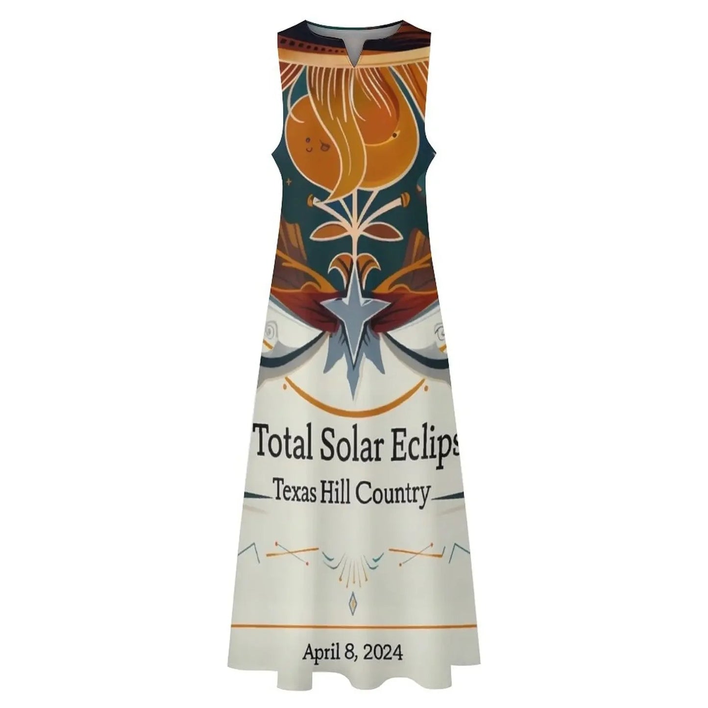 Texas Eclipse Over Texas S - 3XXXL Hill Country: April 8, 2024 Solar Eclipse Poster Long Dress Evening dresses party dresses women - UT KICK ASSdress14:29#One;5:361385