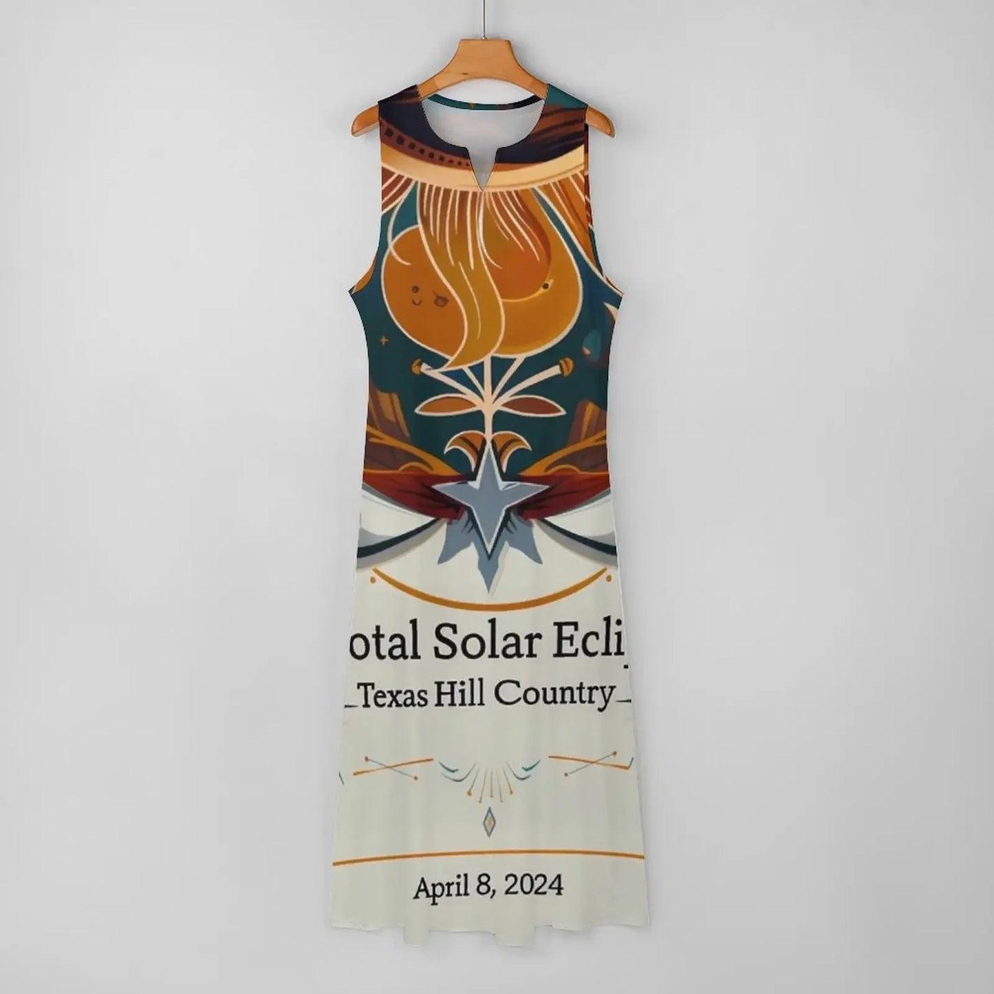 Texas Eclipse Over Texas S - 3XXXL Hill Country: April 8, 2024 Solar Eclipse Poster Long Dress Evening dresses party dresses women - UT KICK ASSdress14:29#One;5:361385