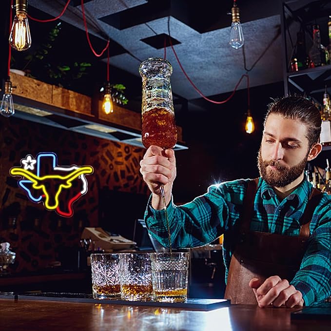 TEXAS Longhorn Neon Sign LED TEXAS Neon Light Sign USB Powered for Man Cave Room Bar TEXAS Wall Decor Western Gift for Friends Colleague Partner 15 * 12 IN - UT KICK ASSsign