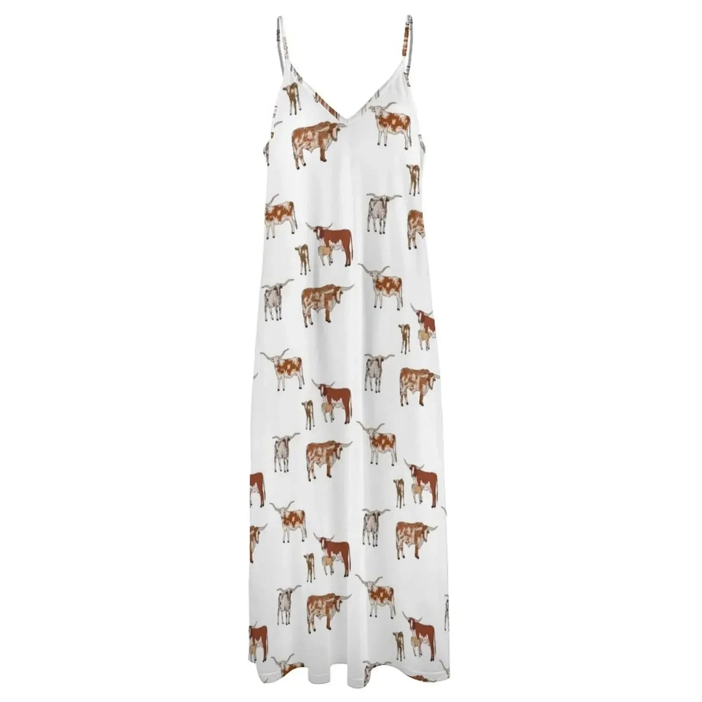 Texas Longhorn Pattern Transparent Sleeveless Dress dresses party dress women elegant luxury Dress - UT KICK ASSdress14:29#White;5:100014064