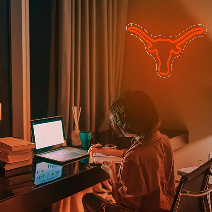 Texas Neon Sign for Wall Decor,College Neon Led Sign for Bedroom,Ox Horn Neon Signs for Man Cave,Dorm Decaration,Universiy Logo Neon Sign for Room Decor,Graduation Gifts ,Size 14.6*8.3 inches(FMXD096) - UT KICK ASSsign