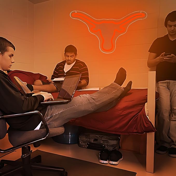 Texas Neon Sign for Wall Decor,College Neon Led Sign for Bedroom,Ox Horn Neon Signs for Man Cave,Dorm Decaration,Universiy Logo Neon Sign for Room Decor,Graduation Gifts ,Size 14.6*8.3 inches(FMXD096) - UT KICK ASSsign