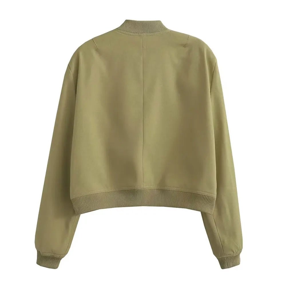 TRAF Women Fashion With Pockets Bomber Jacket Coats Vintage Long Sleeve Front Button Casual Female Outerwear Chic Tops - UT KICK ASSjacket14:200004889#as picture;5:361385