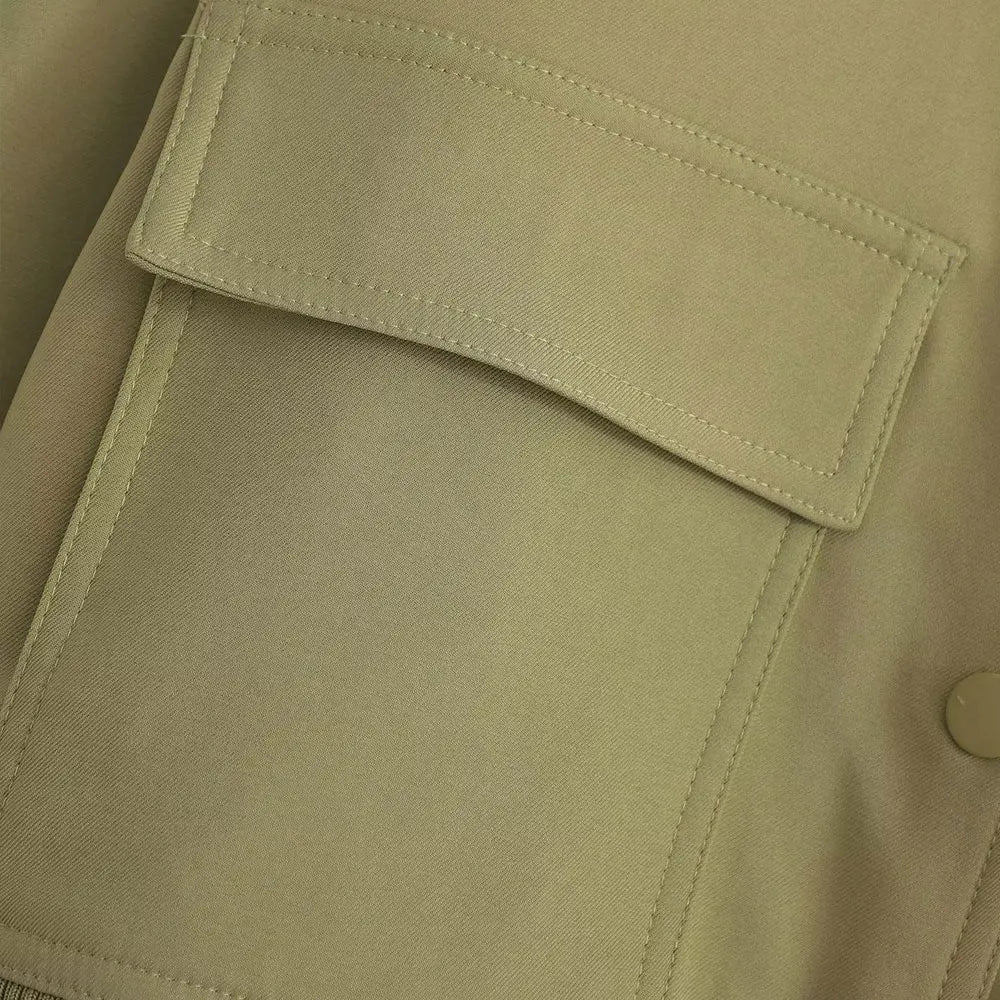 TRAF Women Fashion With Pockets Bomber Jacket Coats Vintage Long Sleeve Front Button Casual Female Outerwear Chic Tops - UT KICK ASSjacket14:200004889#as picture;5:361385