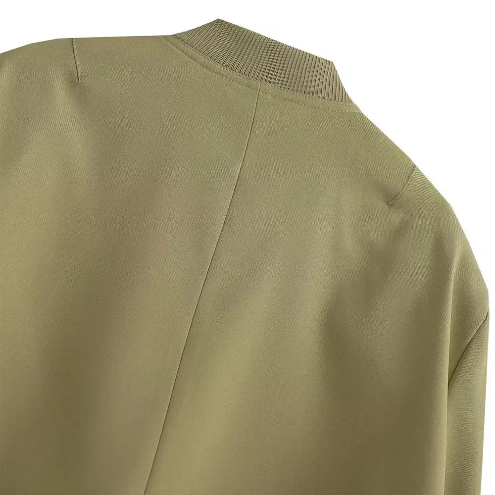 TRAF Women Fashion With Pockets Bomber Jacket Coats Vintage Long Sleeve Front Button Casual Female Outerwear Chic Tops - UT KICK ASSjacket14:200004889#as picture;5:361385